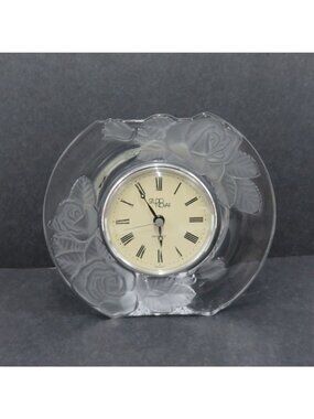 Vintage Studio Nova Winter Rose Glass Quartz Desk Clock 5.9"